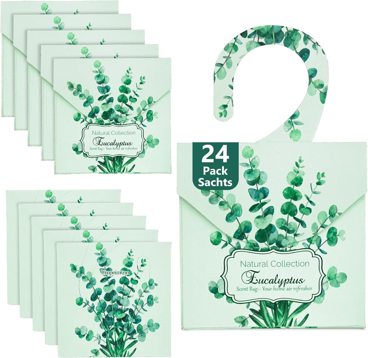 24Pcs Eucalyptus Sachets for Drawers and Closets, Natural Closet Freshener