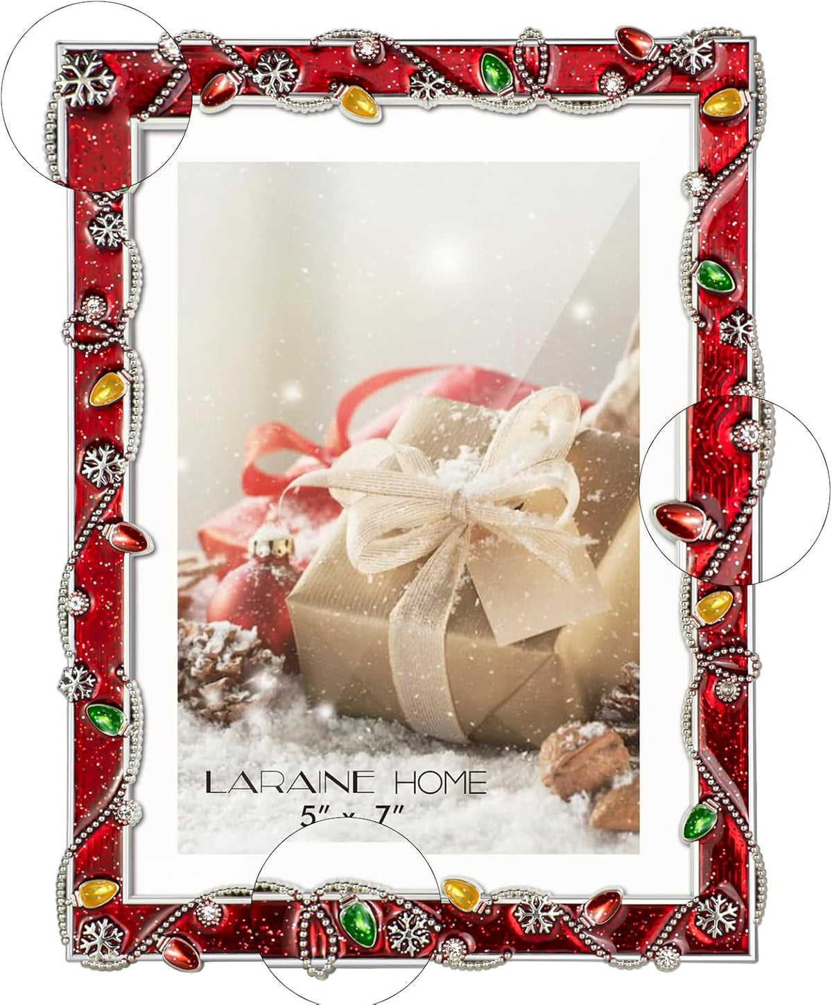 LARAINE 5x7 Picture Photo Frame Christmas Metal 2026 Christmas High Definition Display Pictures for Tabletop Home Decorative Holiday Gift (Red, 5x7)
