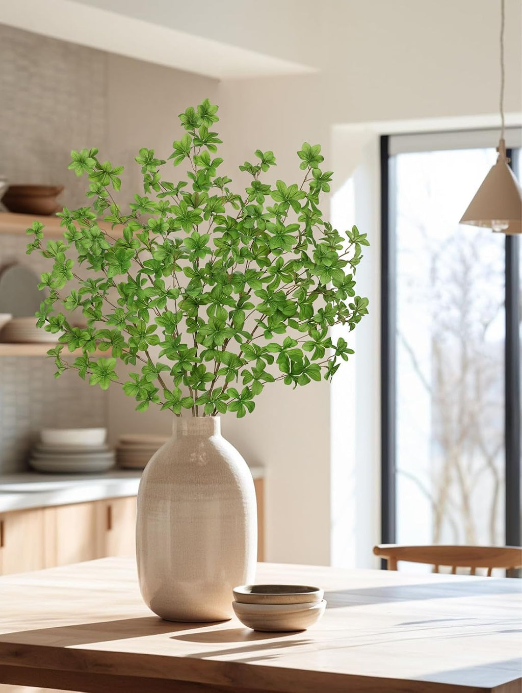 5Pcs Thick Faux Plant Stem Artificial Greenery Stems, 33.5" Long Faux Stems and Branches for Tall Vase, Silk Fake Greenery for Centerpieces, Home & Office, Kitchen, Living Room, Entry Table Decor