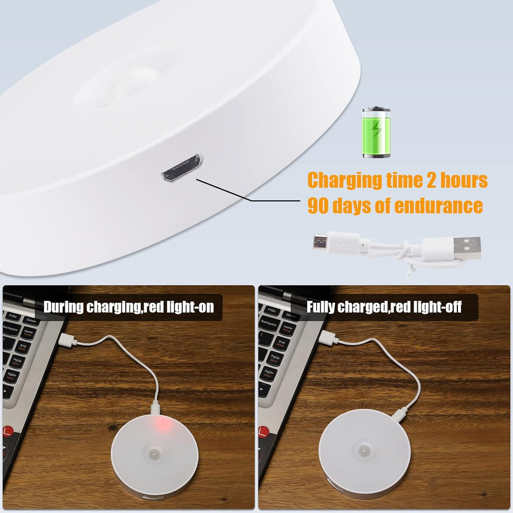 3 PCS Motion Sensor Light, Rechargeable Night Light(3000K Warm Yellow)