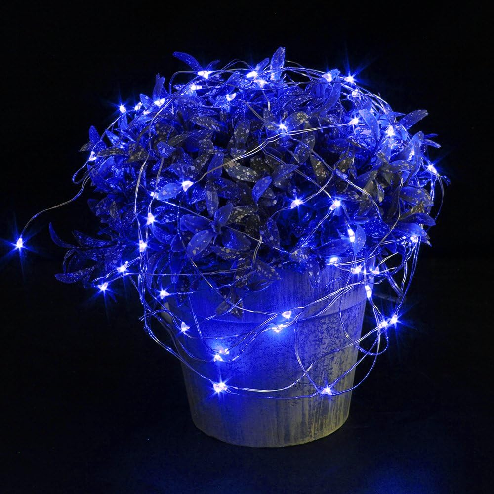 CYLAPEX 6 Pack Fairy Lights Battery Operated 7ft 20 LED Mini String Lights Silver Wire Firefly Starry Moon Twinkle Lights for Wedding Mason Jars Party Christmas Centerpiece Table Decorations, Blue