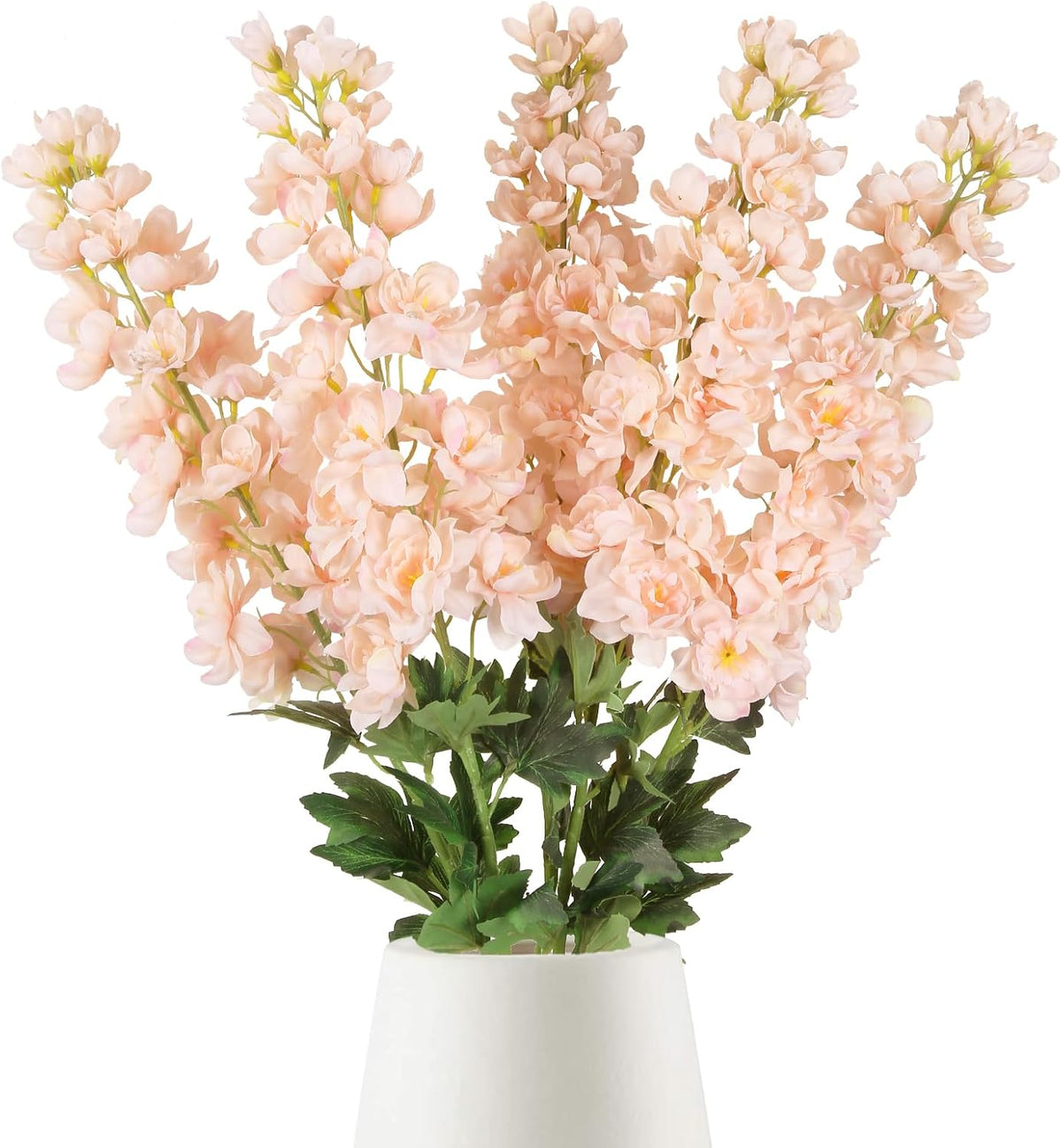 5PCS Delphinium Artificial Flowers 39" Champagne Flowers Long Stem Faux Delphinium Bulk for Tall Vase Home Wedding Table Decor(Champagne)