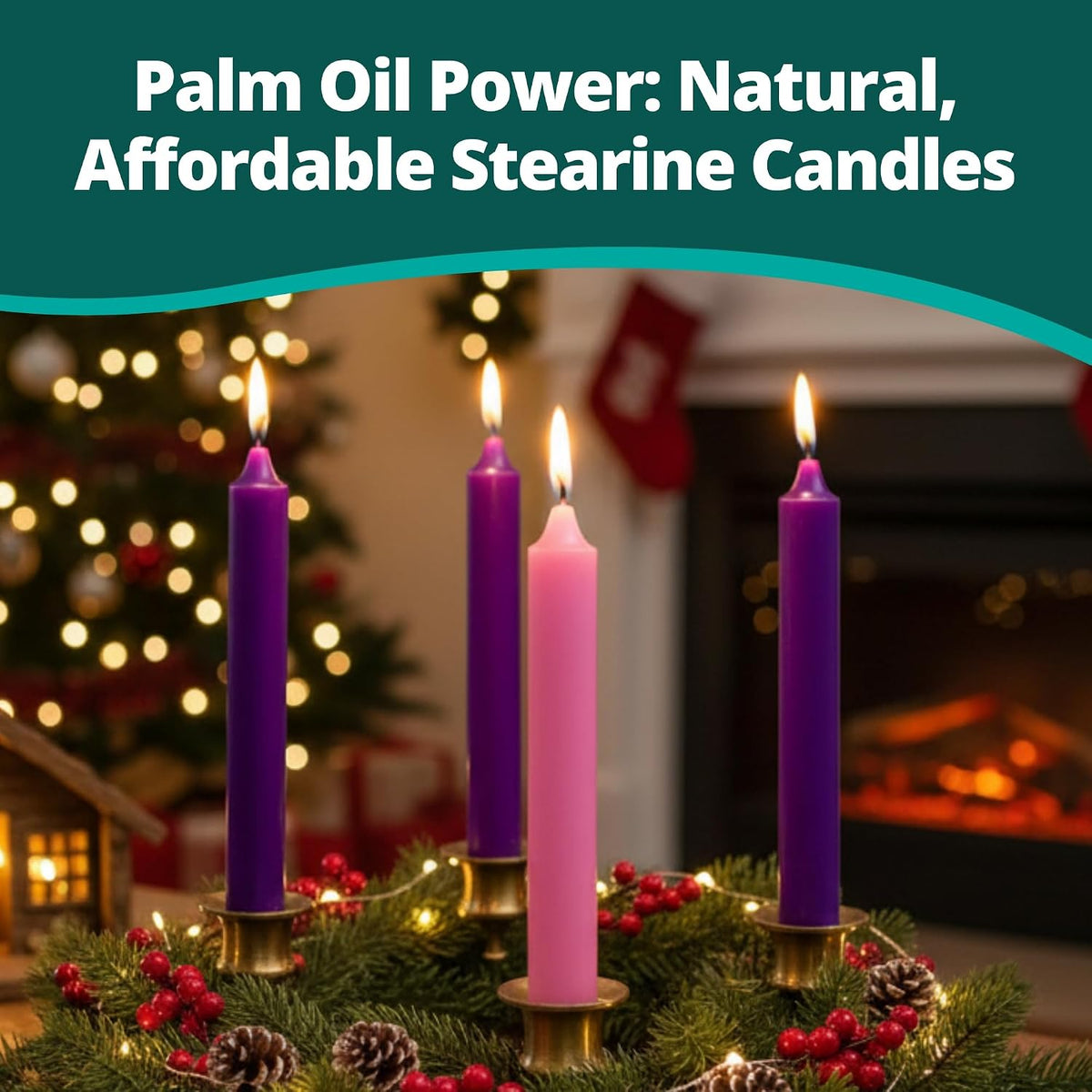 Concordia Supply 12" x 1.5" Advent Wreath Taper Candles (3 Purple, 1 Rose)