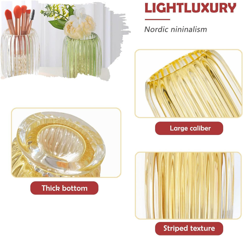 VanEnjoy Clear Yellow Toothbrush Cup Glass Toothbrush Holder for Bathroom, Unique Toothbrush Holder