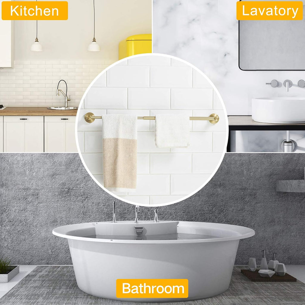 BESy Adjustable Towel Bar Towel Racks for Bathroom Rod Wall Mounted Gold