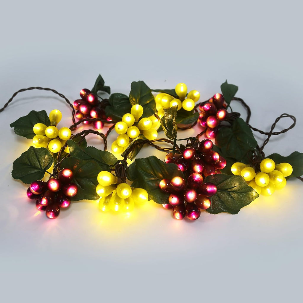 Decorative String Lights, Grape Vine with Leaves, 100 LED Warm White Lights