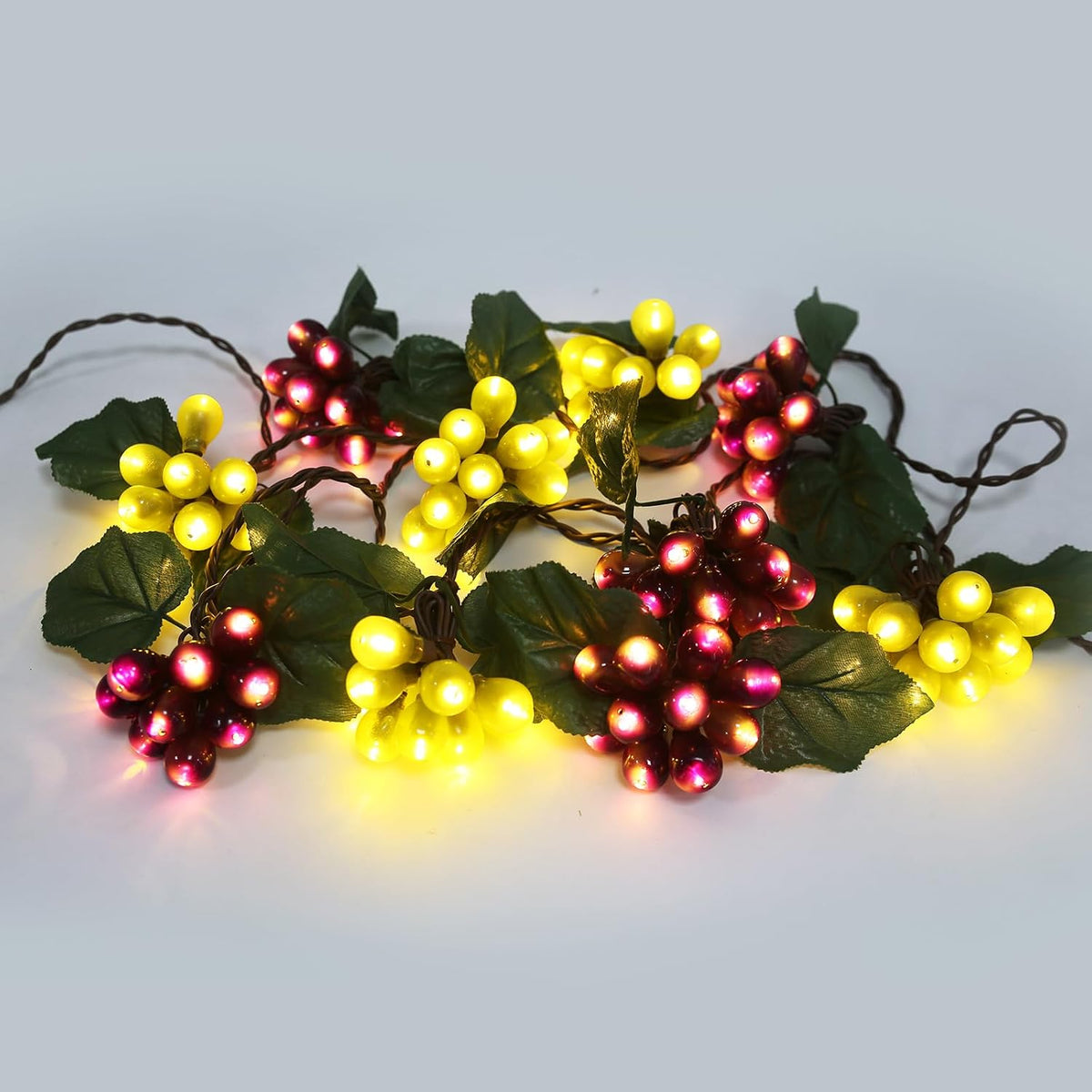 Decorative String Lights, Grape Vine with Leaves, 100 LED Warm White Lights