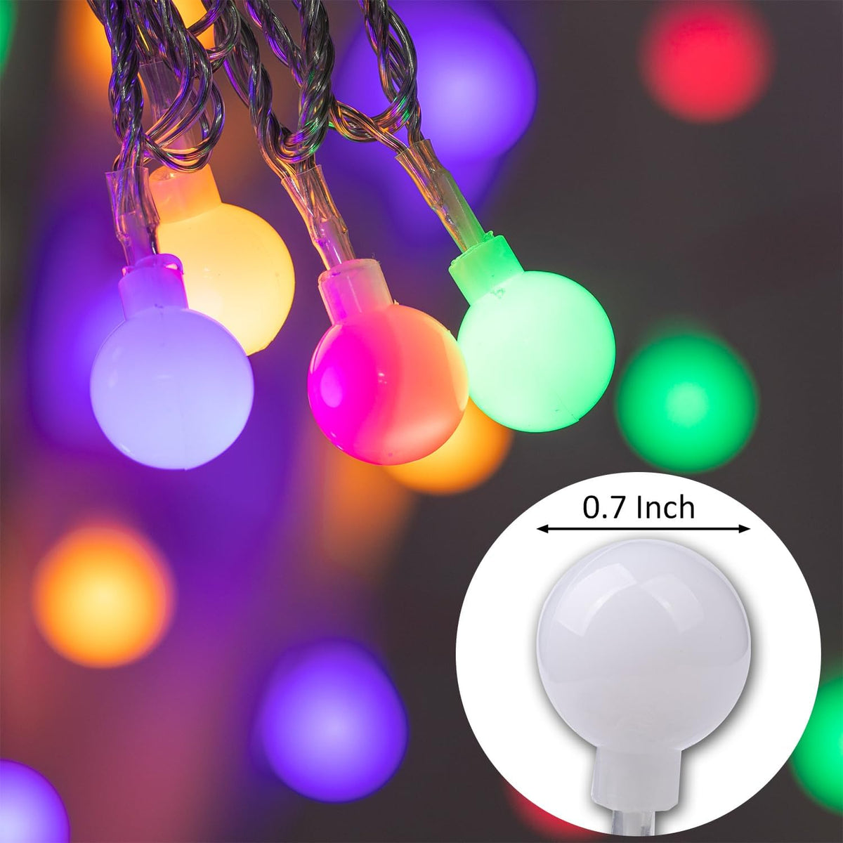 Ogrmar 49FT 100 LED Globe Ball String Lights 8 Modes with Remote Multicolor