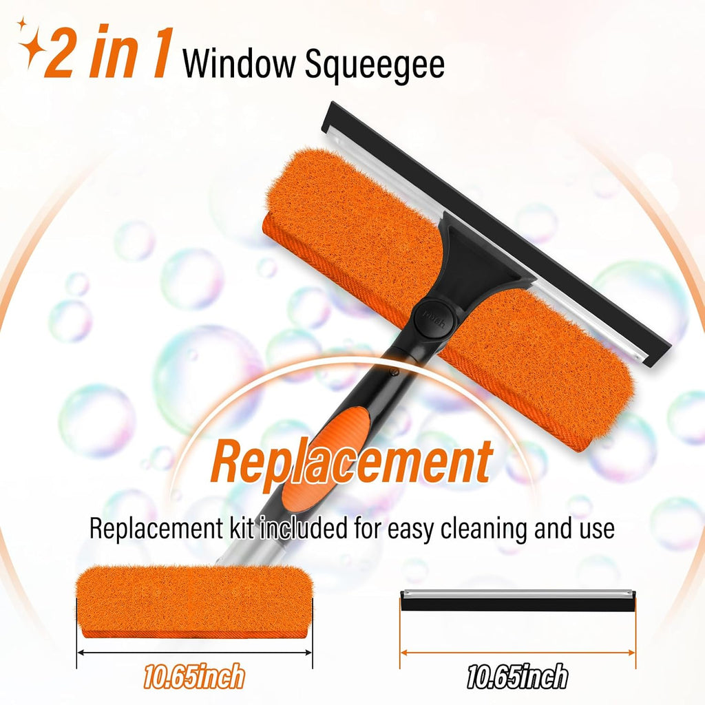 26FT High Window Cleaning Kit with Pole,2 in1 Professional Window Squeegee