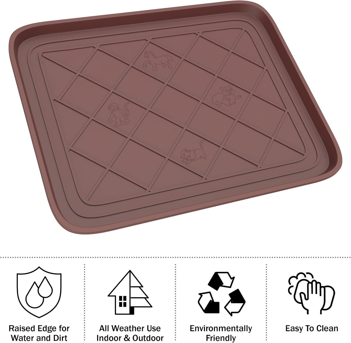 Stalwart All Weather Boot Mat, Brown, 19.75" x 15.5"