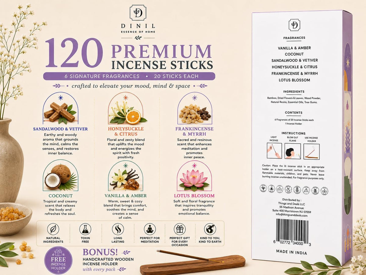 Dinil Wilderness Wonders Incense Sticks Gift Set, 6 Nature-Inspired Scents