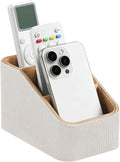 Remote Control Holder, PU Leather Nightstand Organizer (Linen)