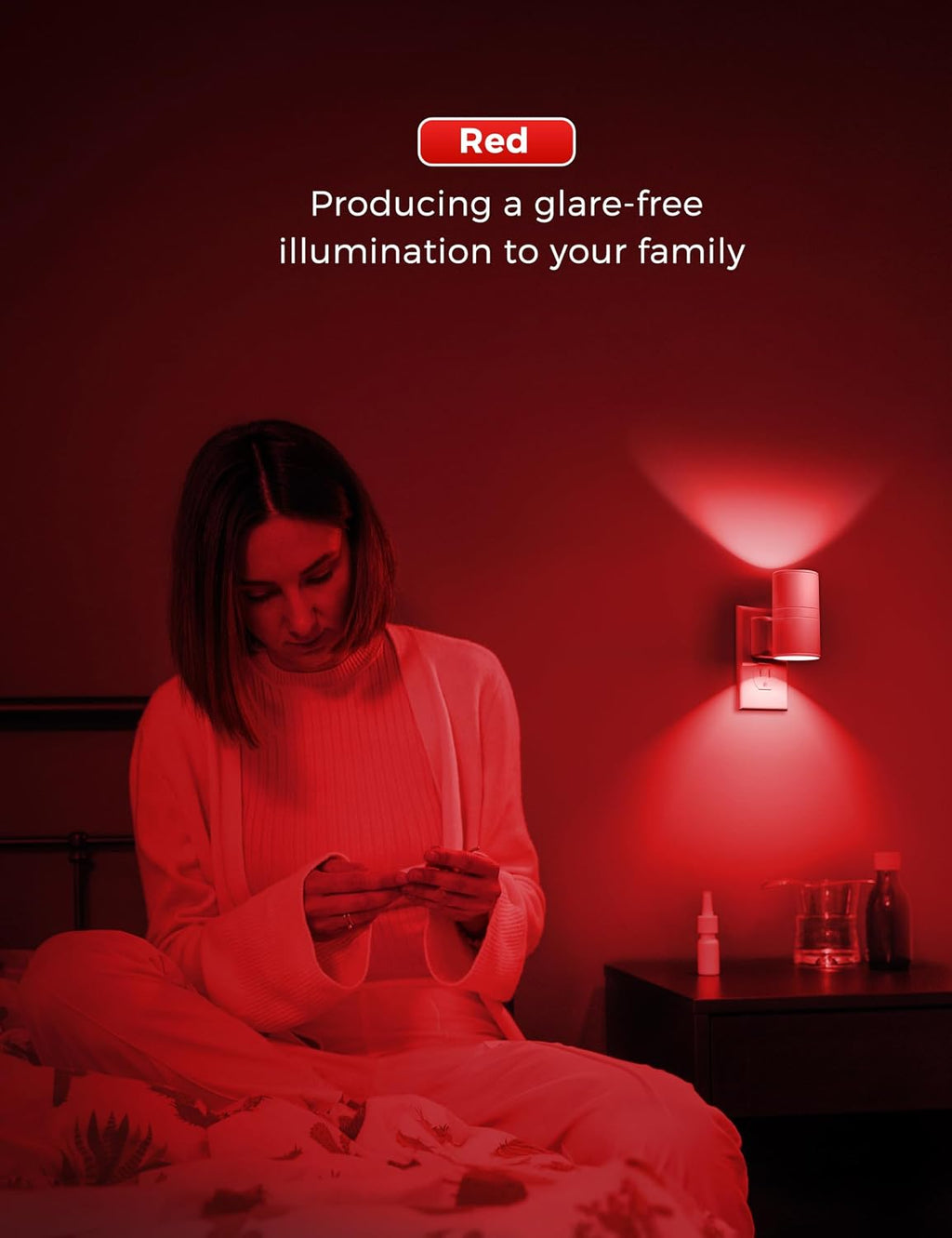 L LOHAS LED Red Night Light, Circadian Night Lights Plug into Wall, 2 Pack