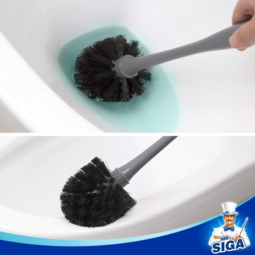 MR.SIGA Toilet Plunger and Bowl Brush Combo for Bathroom Cleaning, Gray
