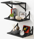 Forbena 12 Inch Deep Floating Shelves for Wall, Wide Black Wall Mounted Shelves for Bedroom Office Books Plants, Large Hanging Shelf for Living Room Bathroom Kitchen Closet Pantry Storage (3-Pack)