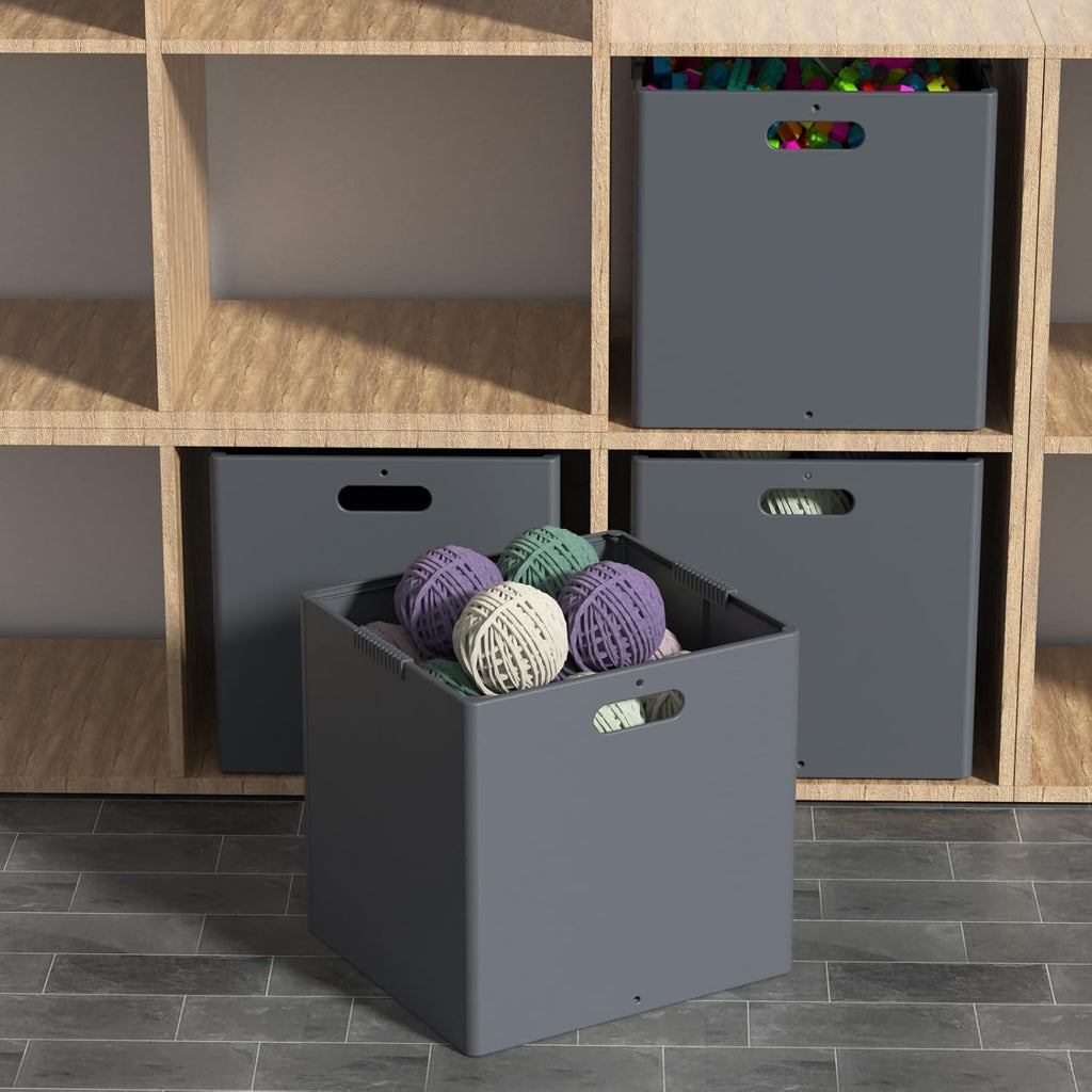 Plastic Foldable Cube Storage Bin, Collapsible Storage Cubes 4-Pack