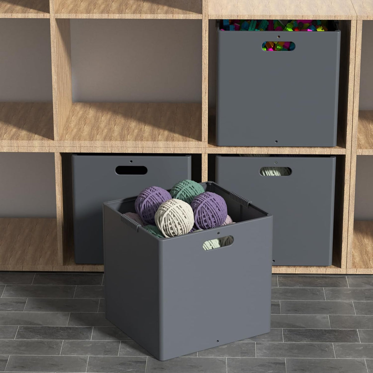 Plastic Foldable Cube Storage Bin, Collapsible Storage Cubes 4-Pack