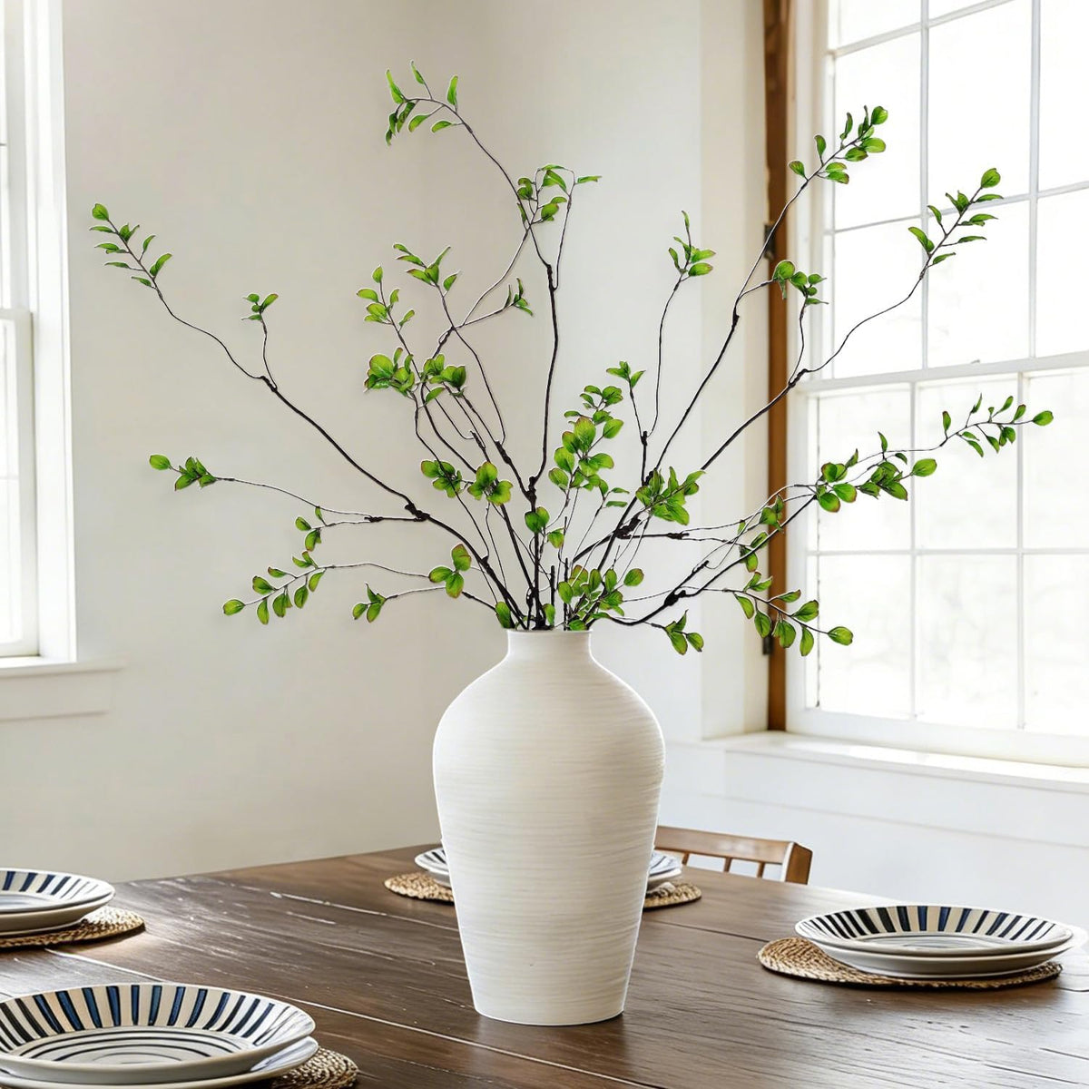 5 Pcs Artificial Ficus Branches for Vase, 38.5 Inch Faux Greenery Stems Realistic Flexible Faux Eucalyptus Stems Fake Plants for Office Home Tables Centerpieces Vase Filler Decoration
