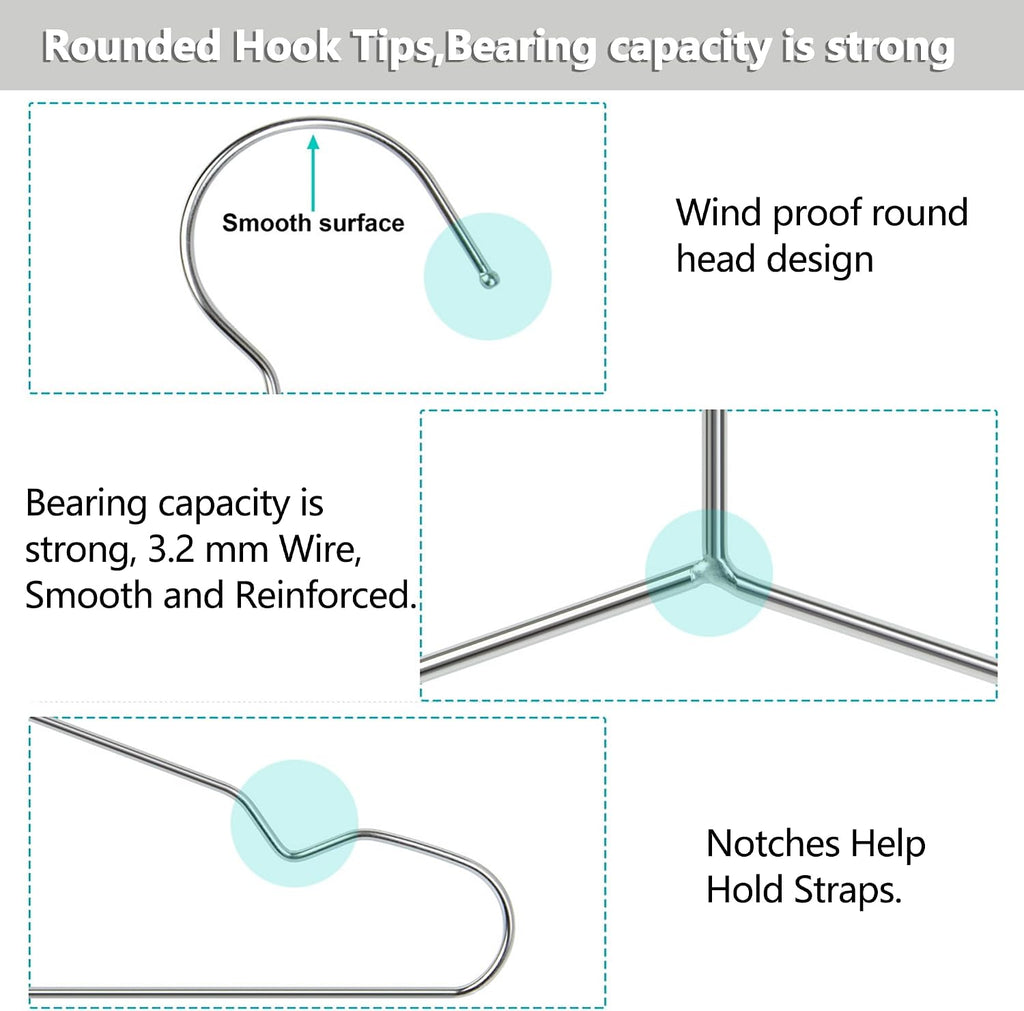 Stainless Steel Hangers, 40 Pack, 16.5 Inch, 15 lb Capacity