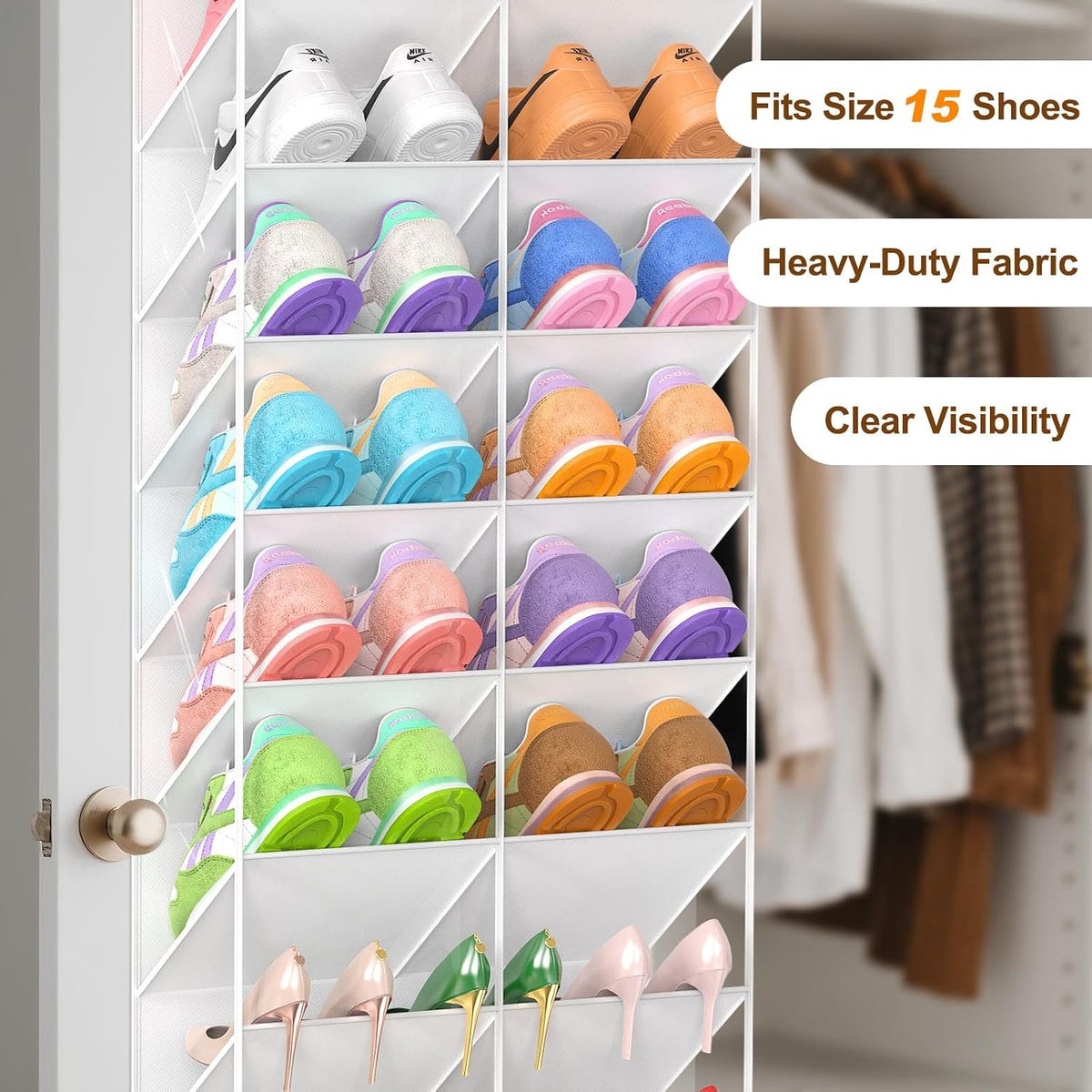 UVIAHOMI 20-30 Pairs Over the Door Shoe Organizer, 10-Tier Door Shoes Rack