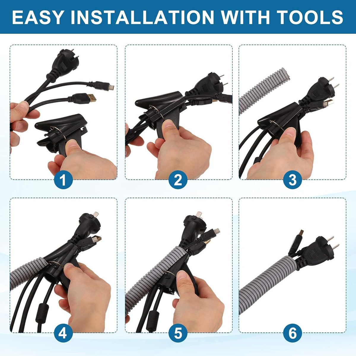 MECCANIXITY 1/2" 20ft Split Wire Loom Tubing w/Installation Tool Black