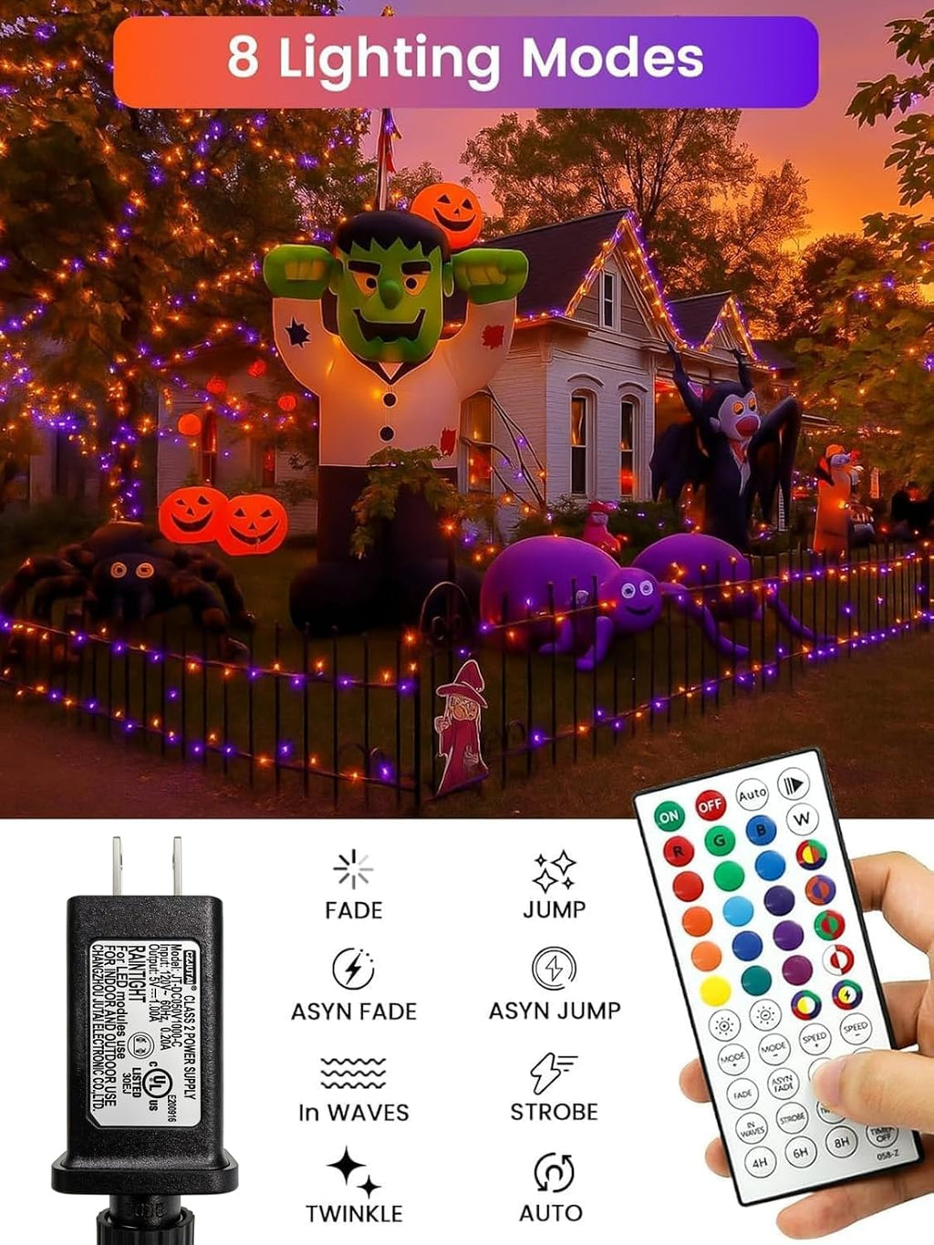 2 Pack 132FT 400LED RGB Color Changing String Halloween Lights with Remote