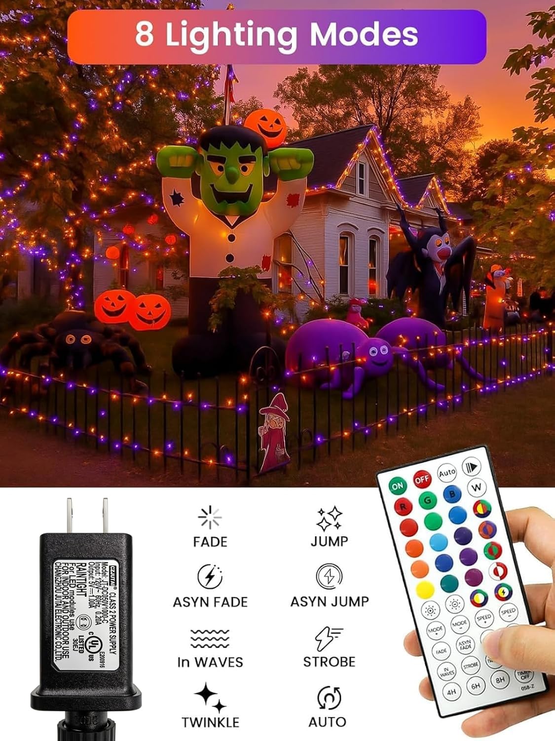 2 Pack 132FT 400LED RGB Color Changing String Halloween Lights with Remote