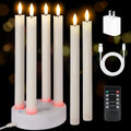 Rechargeable Flameless Taper Candles with Remote & Charging Base, 6 Pack