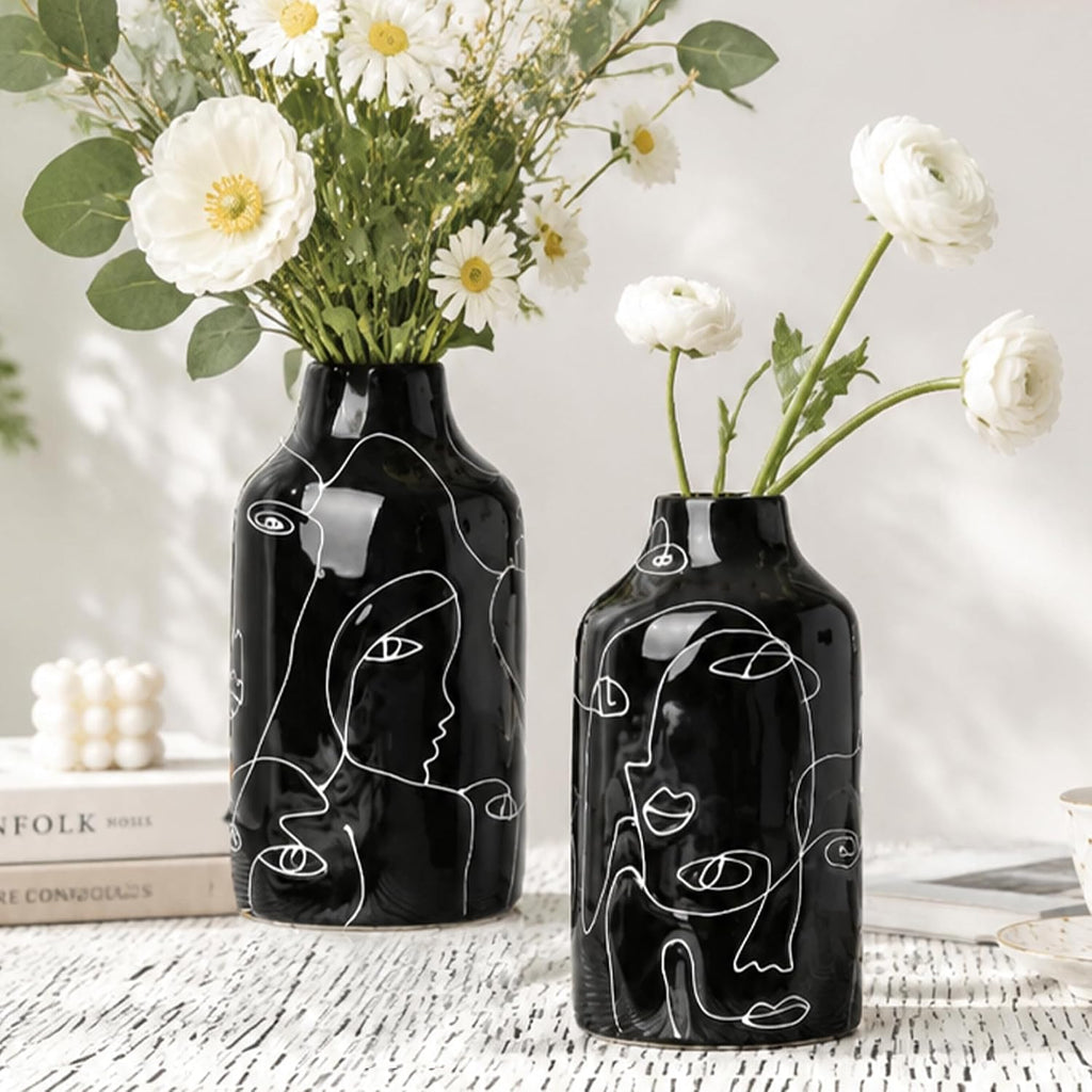 Kimdio Ceramic Vase Set, Black, 2pcs