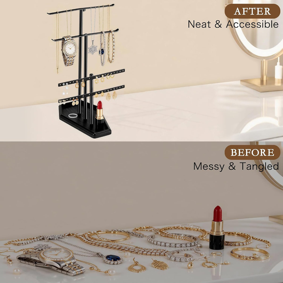 Gothic Jewelry Towers Goth Coffin Decor Earring Ring Bracelet Holder 4-Tier