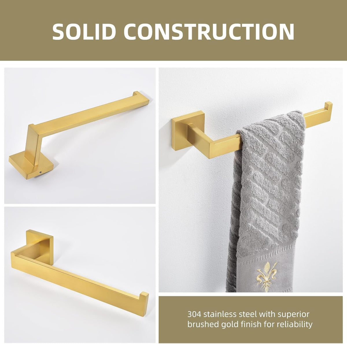 Angle Simple Towel Holder Brushed Dark Gold, Bathroom Towel Rack 10.24-Inch