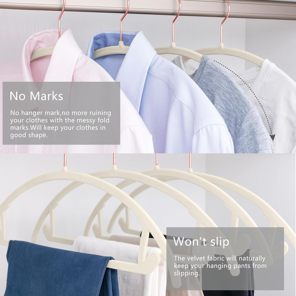 MIZGI Velvet Hangers 60 Pack, Patented Rounded Shoulder Sweater Hangers