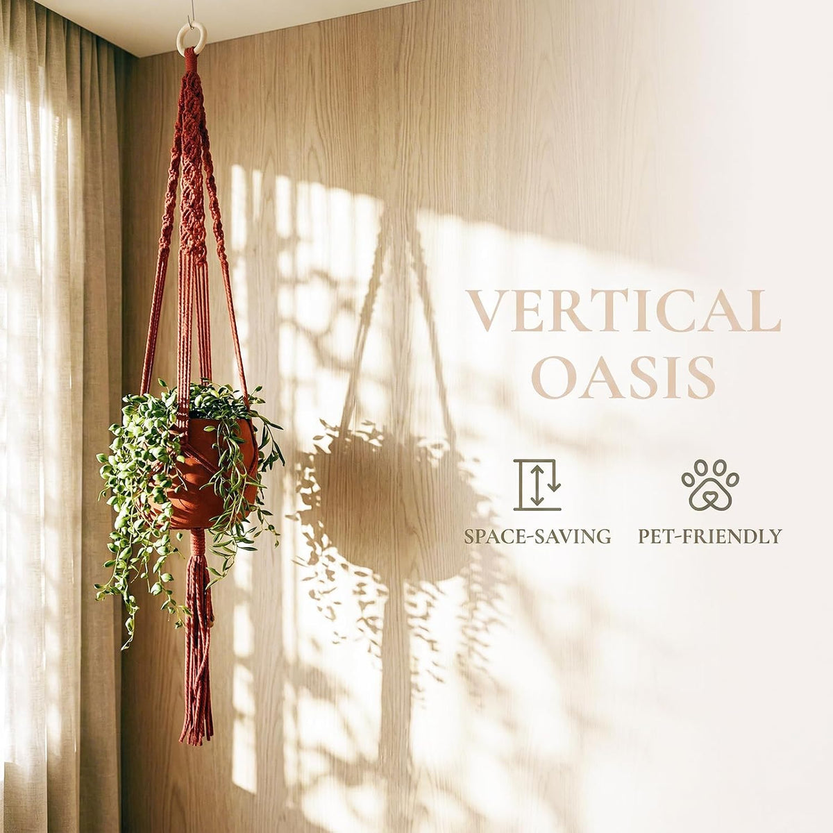 8-Pack Boho Plant Hanger, Macrame Pot Holder,Hanging Planter/Indoor/Balcony/Window Decoration Length 39" (Not Pot and Plant Included)