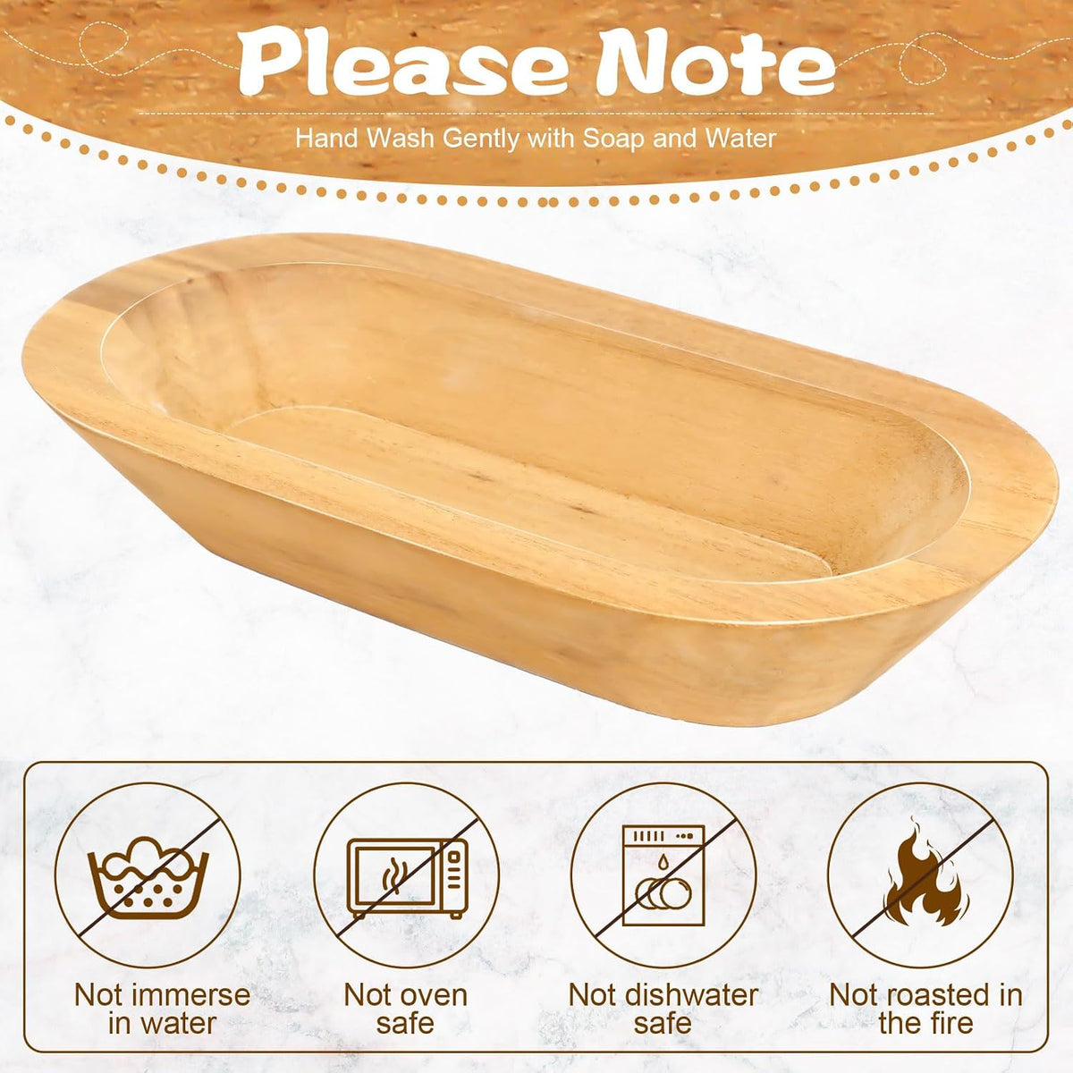 Nuogo 10 Pack 12.5 Inches Wooden Dough Bowls Bulk Rustic Bowls, Khaki