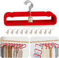 Velvet Felt Pants Hangers 30 Pack, with Cascading Hooks (Red)