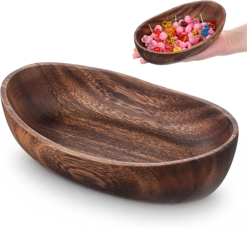 Wooden Decorative Bowl, Handcrafted Decorative Boat Bowl Walnut Wood