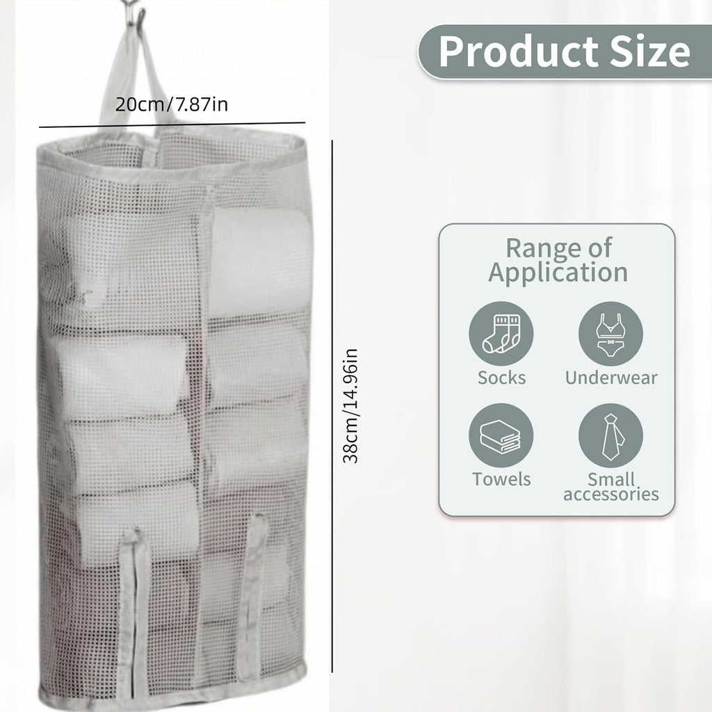 Hanging Sock Storage Bag,Sock Underwear OrganizerWall Mount Multifunctional Bag,Saver Kitchen Storage Holder,Hanging Closet Organizer,for Storing Socks Ties Plastic Bag 3PCS (Grey)