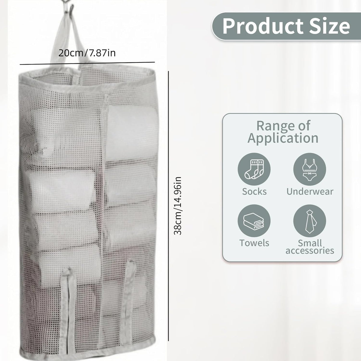 Hanging Sock Storage Bag,Sock Underwear OrganizerWall Mount Multifunctional Bag,Saver Kitchen Storage Holder,Hanging Closet Organizer,for Storing Socks Ties Plastic Bag 3PCS (Grey)