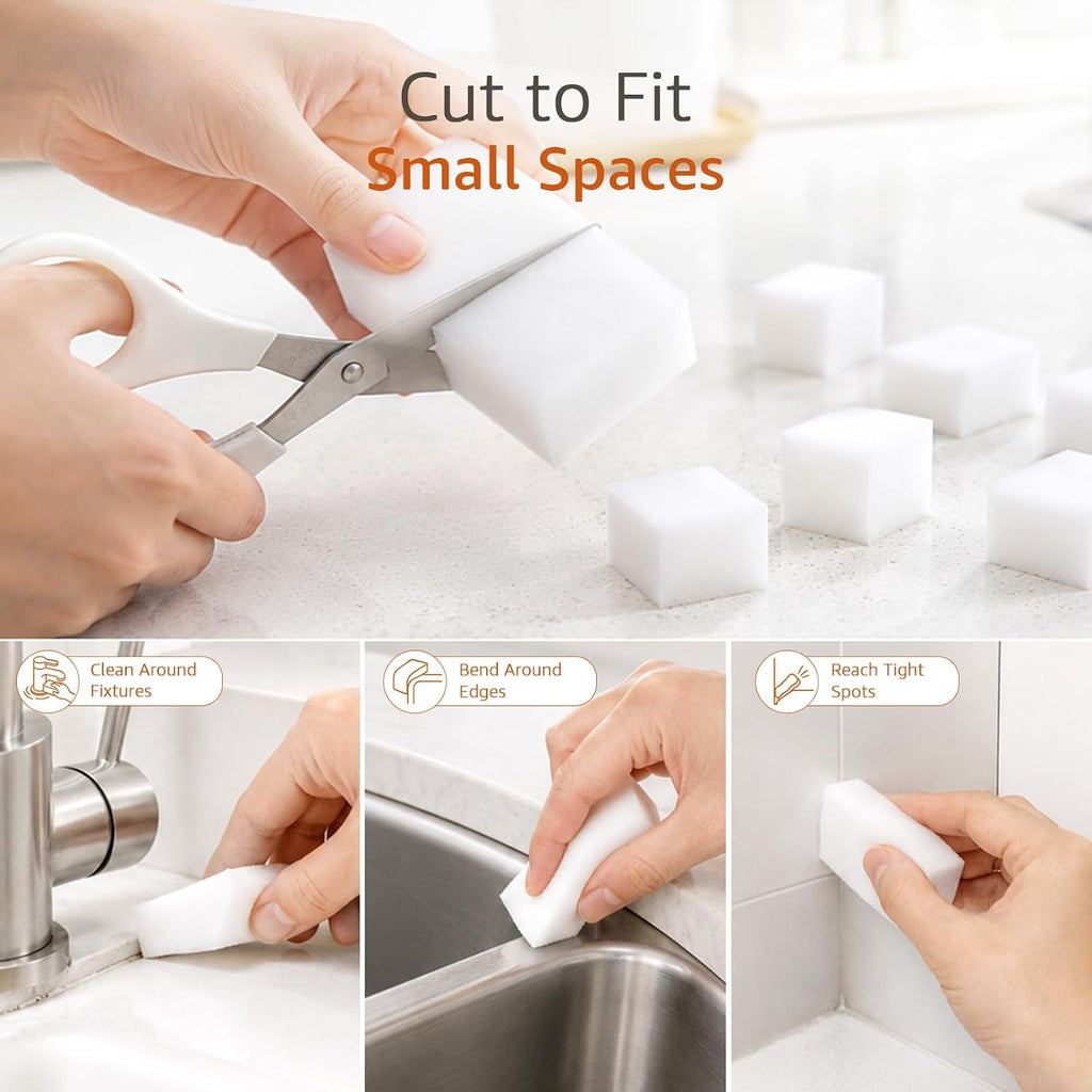 50 Pack Melamine Cleaning Sponges, White Magic Foam Eraser Scrub Pads Bulk