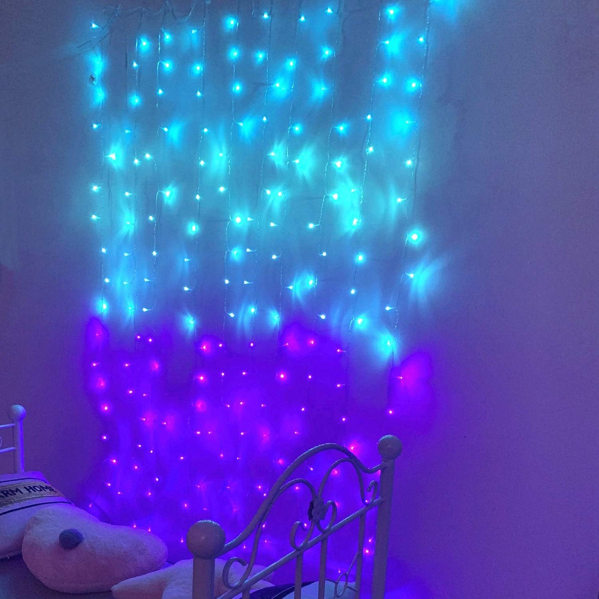 Curtain Lights for Bedroom Wall Light Up Curtains Led String Lights Turquoise Teal Blue Lavender Lilac Purple Twinkle Hanging Fairy Lights Unicorn Mermaid Kawaii Teen Room Decor for Girls