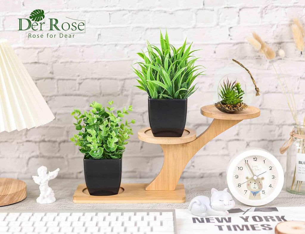 Der Rose 2 Pcs Fake Plants Small Artificial Plants for Black Bathroom Decor