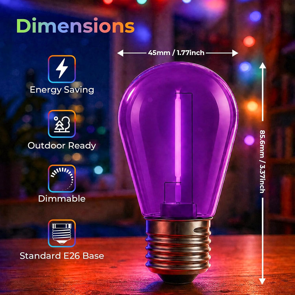 GvvooHome 36 Pack S14 Orange and Purple Light Bulbs for String Lights