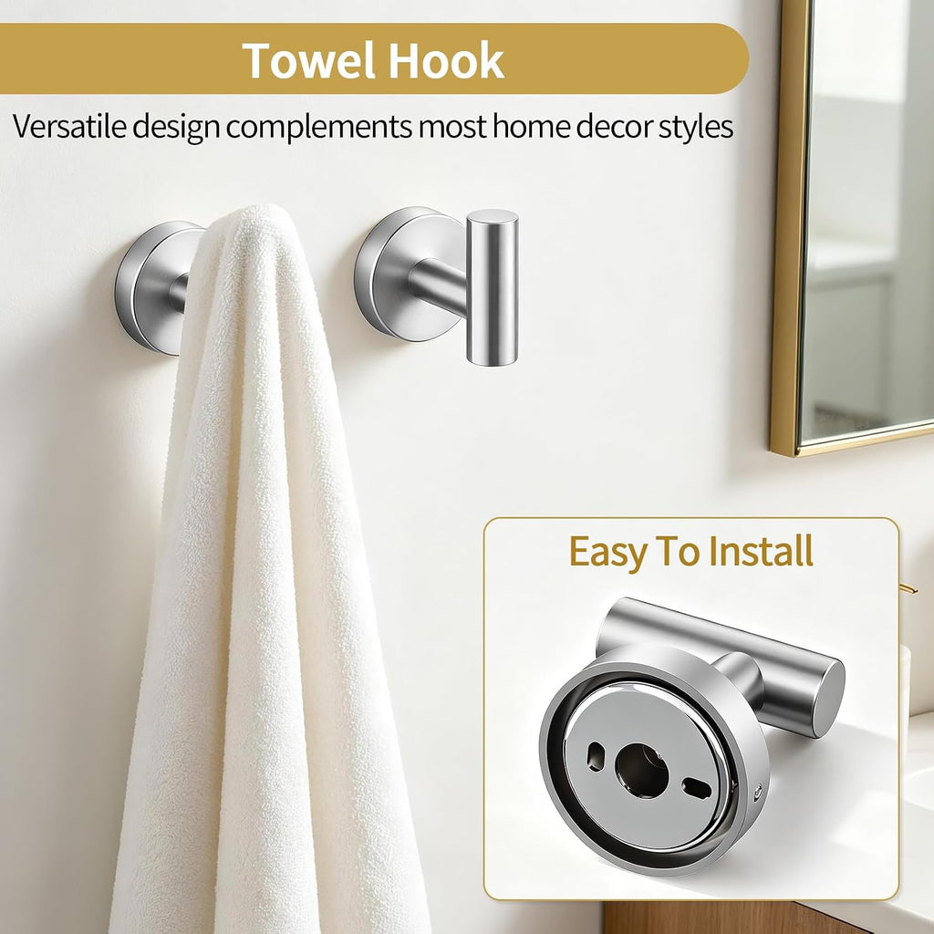 STWWO 5-Piece Brushed Nickel Bathroom Accessories Towel Racks for Bathroom
