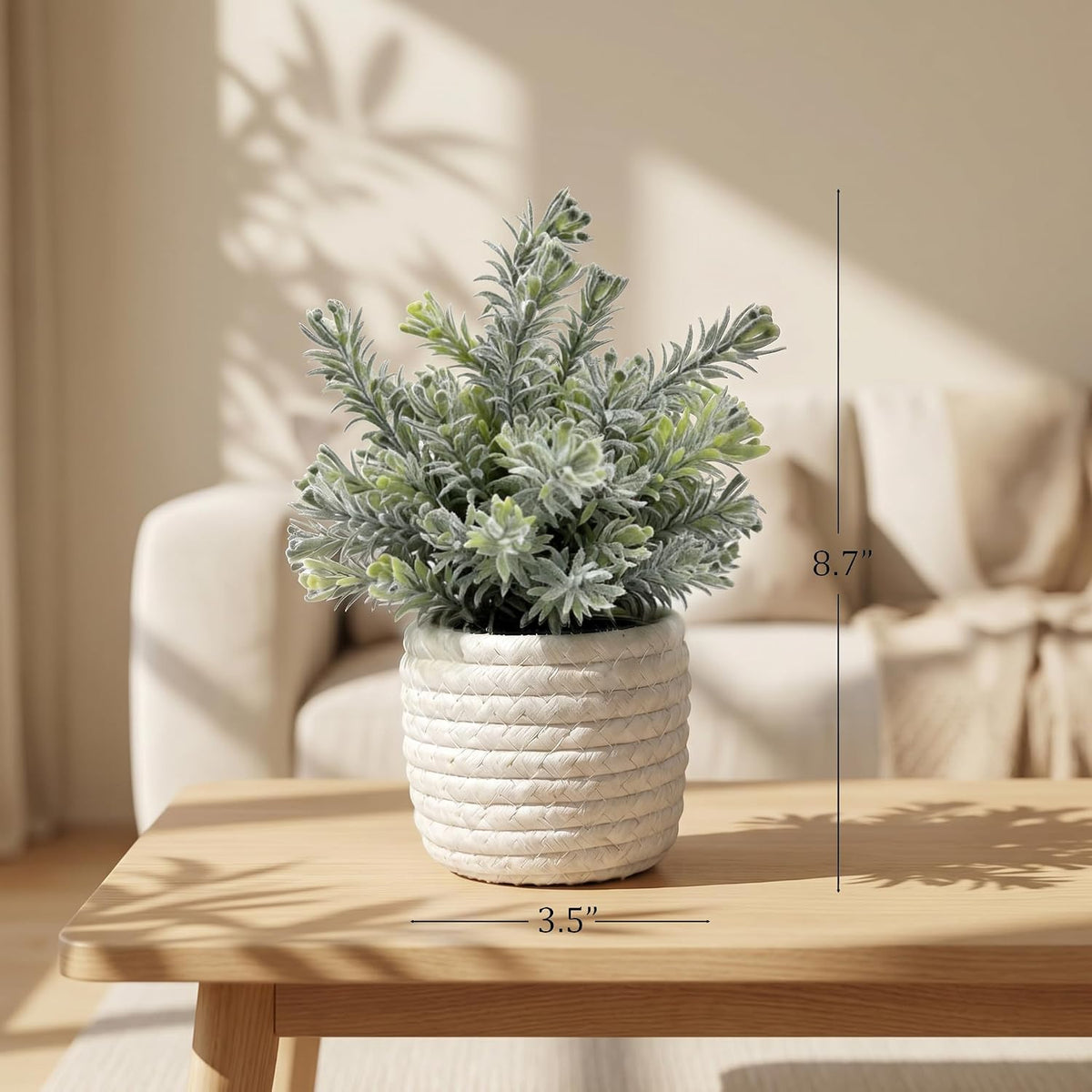 Hopewood Small Artificial Plants Eucalyptus with a Weave Basket Potted Plants for Home Office Desk Farmhouse Indoor Decor