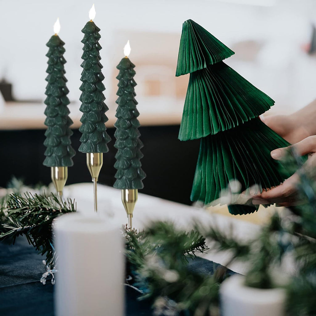 Christmas Decorations for Home, Christmas Tree Flameless Taper Candles