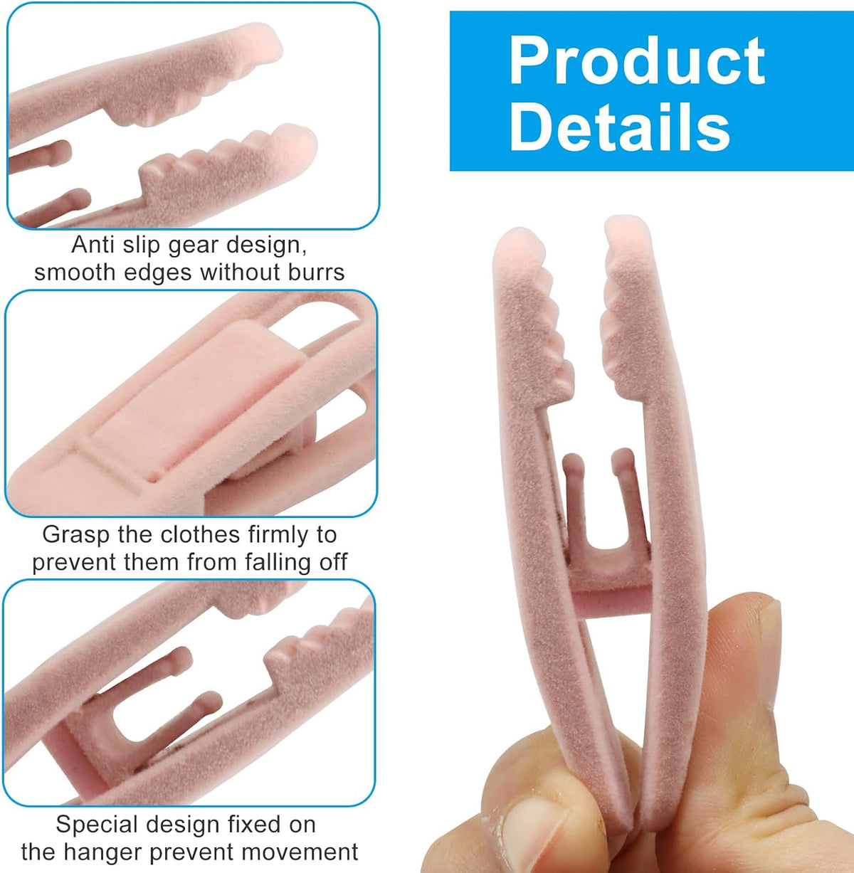 Velvet Hanger Clips, 40 PCS, Light Pink