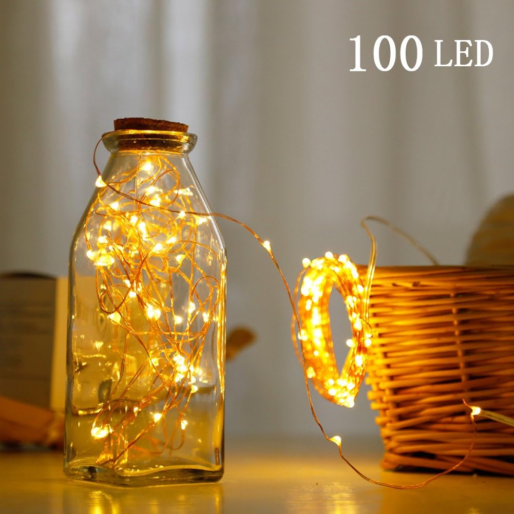 Twinkle Star 33ft 100LED Copper Wire String Lights Fairy String Lights 8 Modes USB Powered with Remote Control for Wedding Party Home Christmas Decoration, Warm White (Pack of 3)