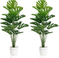 SAJANDAS Set of 2 Artificial Monstera Deliciosa Plants in Pots, Fake Tropical Trees with Greenery Leaves Stems, 32 Inch Faux Swiss Cheese Floor Plants for Home Porch, Garden, Office, Store Decor