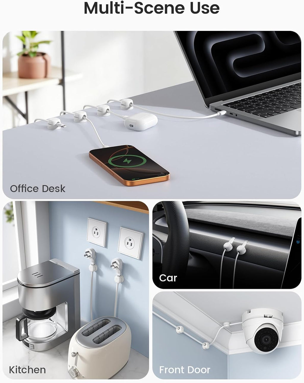 Lamicall 6 Pack Rotating Magnetic Cable Clips, Cord Organizer Holder