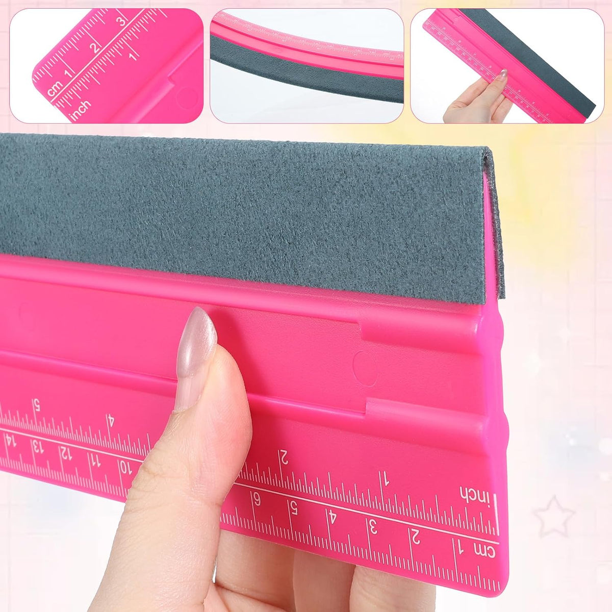 Professional Felt Squeegee for Vinyl, 10 Inch Vinyl Squeegee Tool with Ruler Wallpaper Squeegees for Wallpaper, Window Film, Craft, Suede